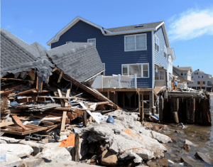 damaged house on the coast