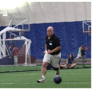 Steve Gustafson playing soccer