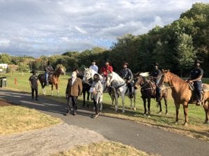 Ebony Horsewomen's Junior Mounted Patrol with founder Pat Kelly at the Connecticut Greenways Awards in October 2020