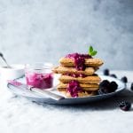 waffles on a plate with jam