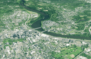 CT ECO interactive 3D Lidar Point Viewer map showing downtown Hartford region.
