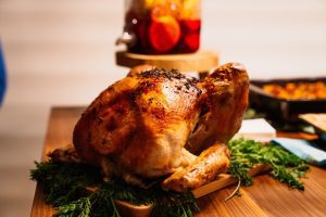 cooked turkey on a table