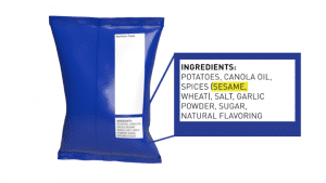 example of sesame food label