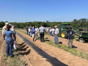 group of people in an agricultural crop field