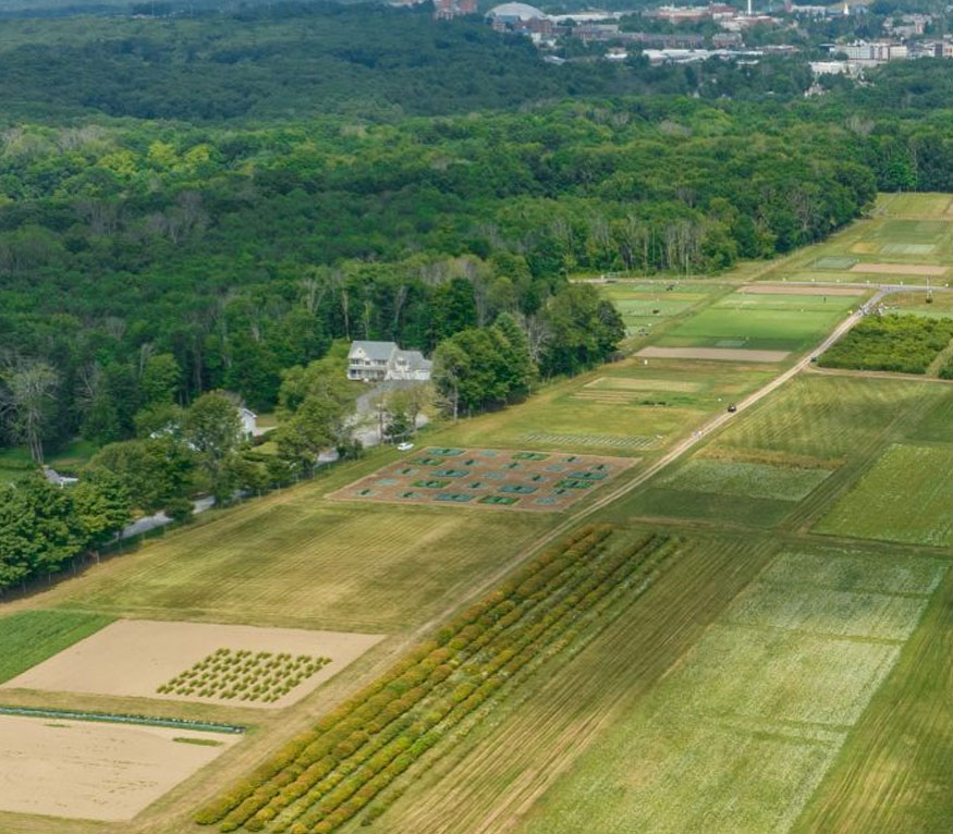 aerial of the turf testing fields