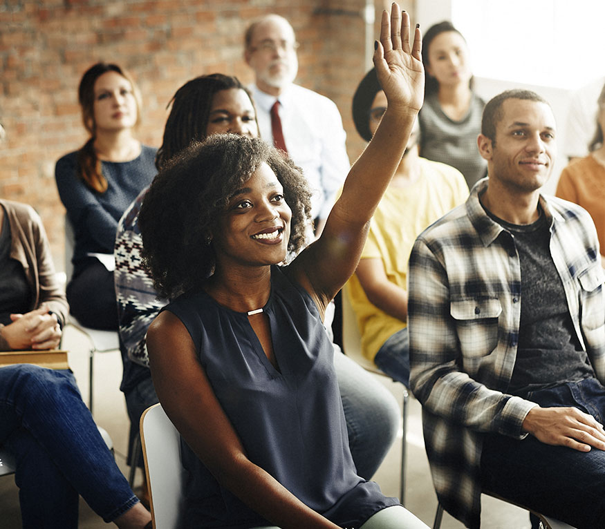 Woman asking a question