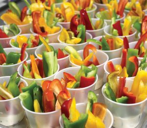 cut up peppers in snack cups