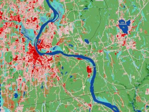 Land Cover map showing a part of Middletown and the CT River. 