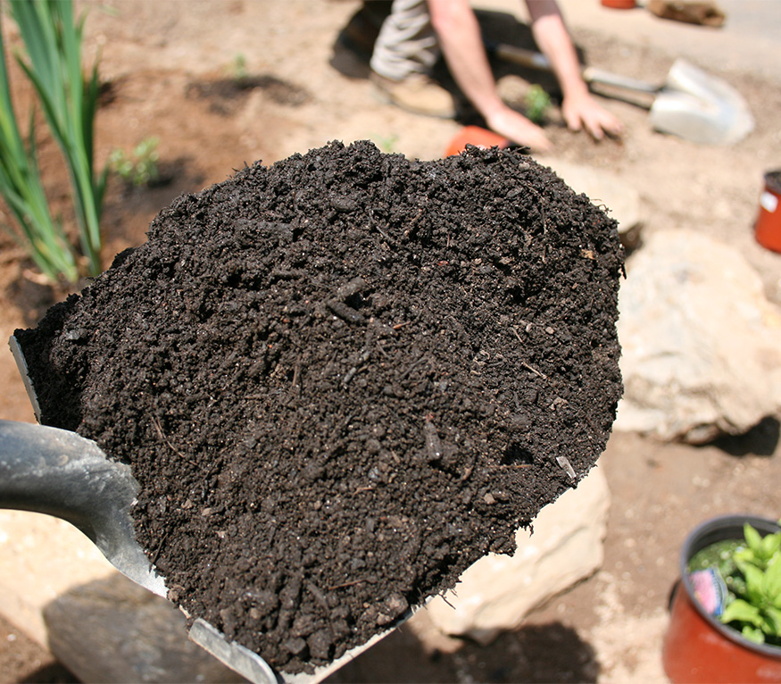 Shovel full of topsoil